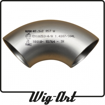 90° stainless steel elbow 48,3mm x 2,0mm - 1.4307
