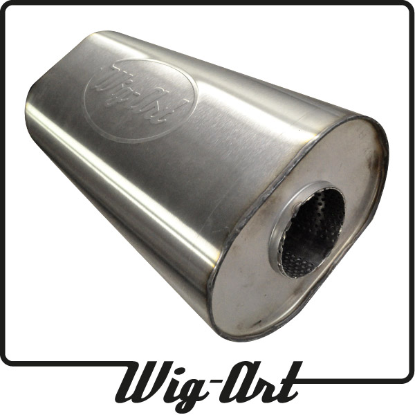 Wig-Art - Universal Edelstahl Schalldämpfer oval - Ø 76mm / 3, Länge 420mm